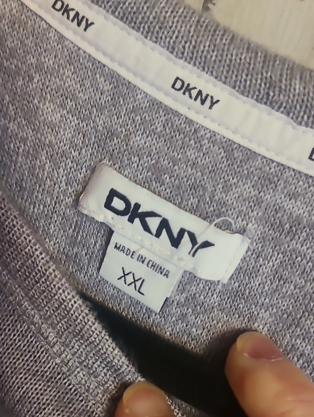 Dkny Cozy Gray Top with Pastel Striped Lounge Pants Set - Picture 2 of 7